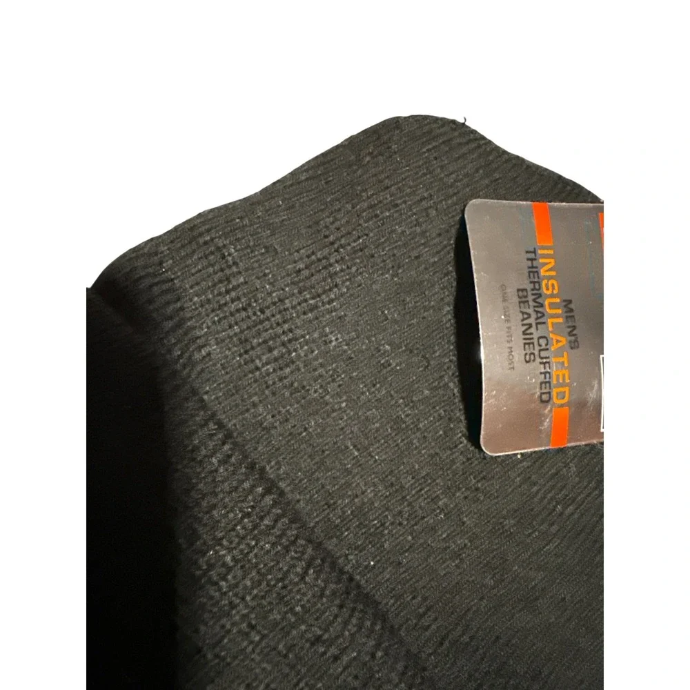 TEK Thermal Energy Knits Mens Black Insulated Cuffed Beanie Hat NWT One Size